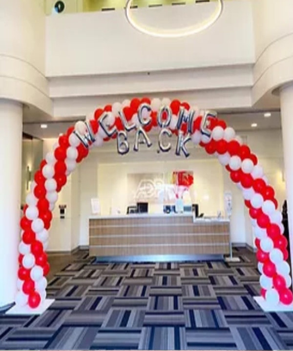Balloon Arch for Entrance Hall Red and White Color