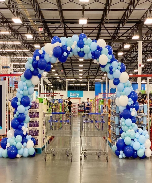 Sams Club Blue and White Balloons Arch Backdrop