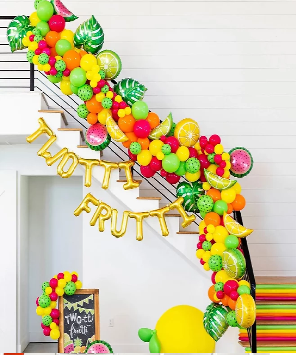 Totti Frutti Yellow Stair garland balloons decor